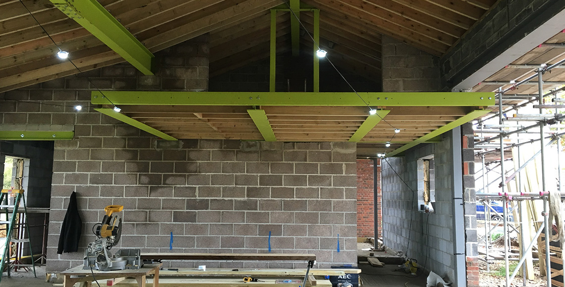 Construction of a luxury home in Ellingham Barns - a three-barn conversion project in Dorset, by INKSPACE Architects and Interiors