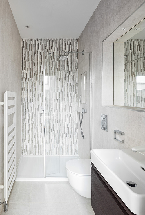 Renovated bathroom inside Ellingham Barns - a three-barn conversion project in Dorset, by INKSPACE Architects and Interiors