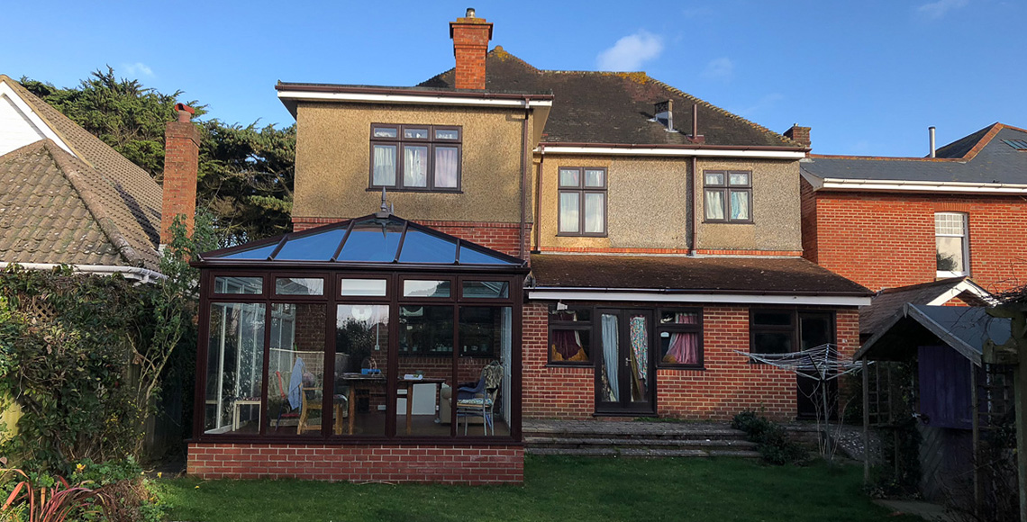 Garden view of a traditional 1920’s house in Bournemouth before being redesigned and refurbished by INKSPACE Architects and Interior Designers