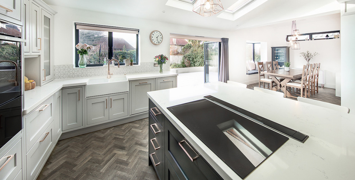 Luxury kitchen / dining area, designed by INKSPACE, Interior Designers in Dorset, Devon and Cornwall