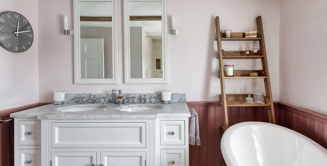 Bathroom inside a Grade II listed house in Dorset, a restoration project by INKSPACE Architects and Interior Designers in Dorset, Cornwall and Devon