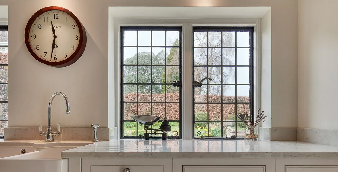 Kitchen inside a Grade II listed house in Dorset, a restoration project by INKSPACE Architects and Interior Designers in Dorset, Cornwall and Devon