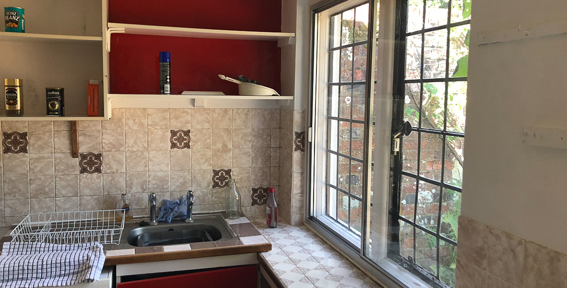 Kitchen being refurbished inside a Grade II listed house in Dorset, a restoration project by INKSPACE Architects and Interior Designers in Dorset, Cornwall and Devon