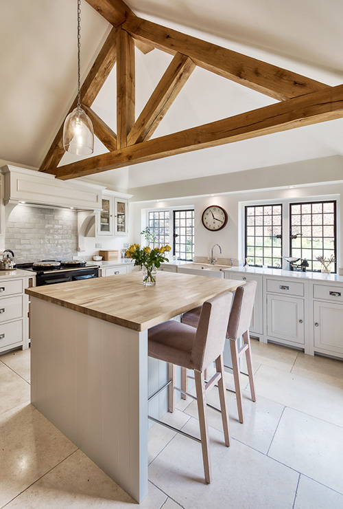 Kitchen inside a Grade II listed house in Dorset, a restoration project by INKSPACE Architects and Interior Designers in Dorset, Cornwall and Devon