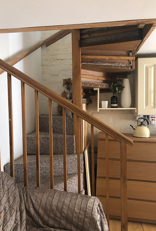 Staircase inside a Grade II listed house in Wimborne, Dorset before restoration by INKSPACE Architects and Interior Designers in Dorset, Cornwall and Devon