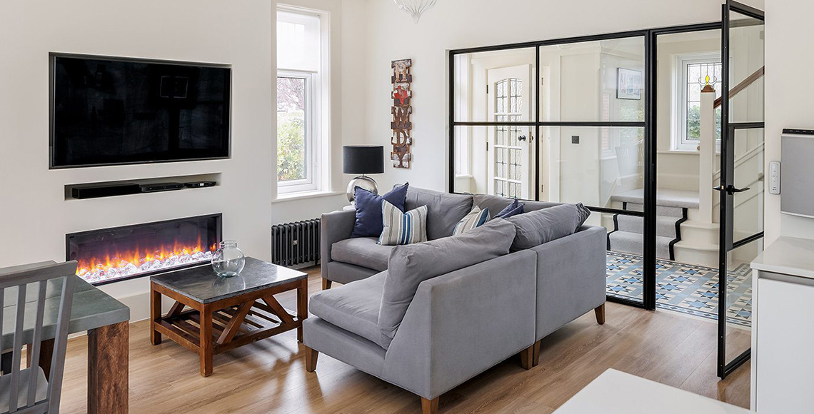 Living room in Branksome Park, designed by INKSPACE Architects and Interior Designers in Dorset, Cornwall and Devon