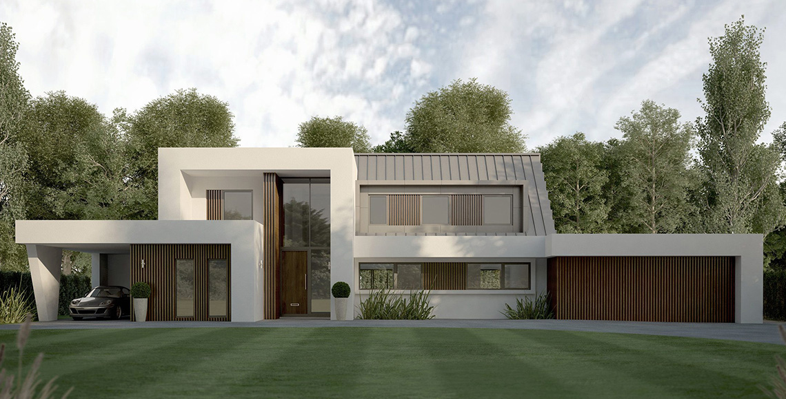 CGI image for renovation and refurbishment of private home in Golf Links Road, Ferndown, by INKSPACE Architects and Interior Designers