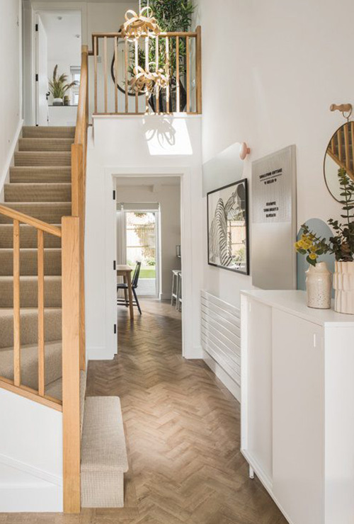 Hallway and staircase in Little Garth, designed by INKSPACE Architects and Interior Designers in Dorset, Cornwall and Devon.