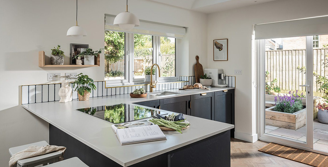 Kitchen in in Little Garth, designed by INKSPACE Architects and Interior Designers in Dorset, Cornwall and Devon.