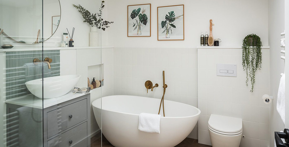 Luxury bathroom in Little Garth, designed by INKSPACE Architects and Interior Designers in Dorset, Cornwall and Devon.
