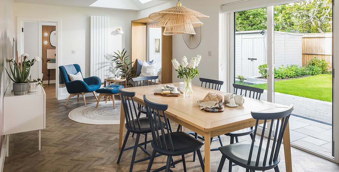 Dining in Little Garth, designed by INKSPACE Architects and Interior Designers in Dorset, Cornwall and Devon.