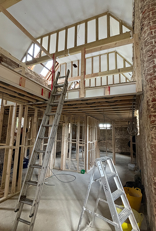 Old Church of St James - internal timber first floor construction - InkSpace Architects - Dorset