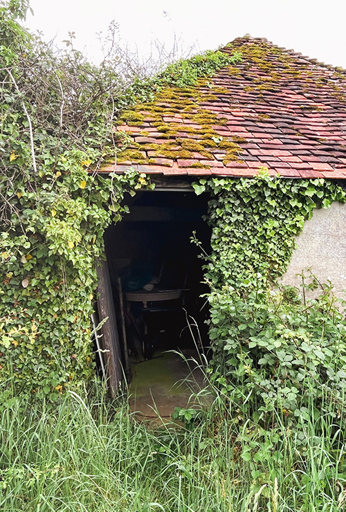Grade II listed outhouse, planning permission approved for conversion to artist workshop and store, entrance